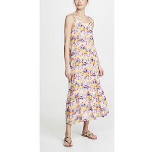 Playa Lucila Maxi Dress Pink Green Purple Tie-Dye Style Spaghetti Strap XS 0721